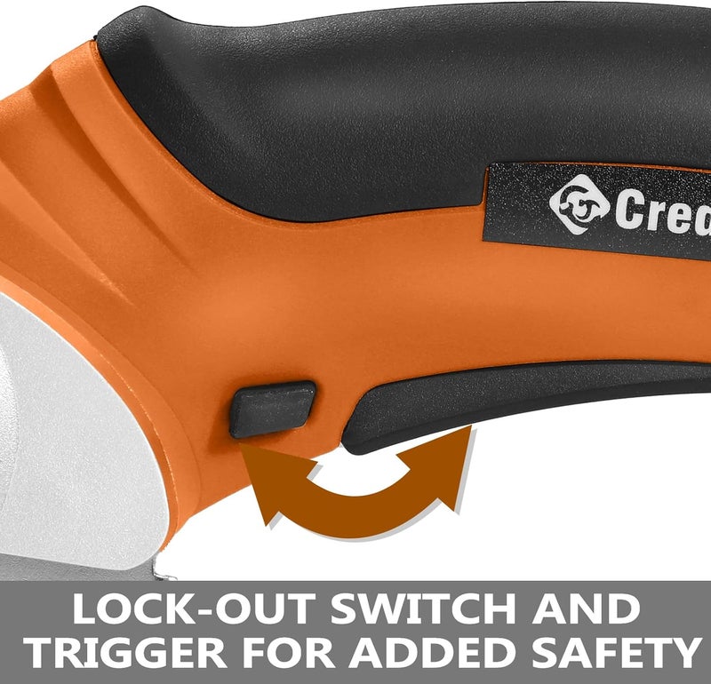 Creddux Cordless Electric Scissors, 4.2V Cardboard Cutter Tool for Cardboard Carpet Leather Packages Plastic with Rechargeable Battery Orange - Image 4